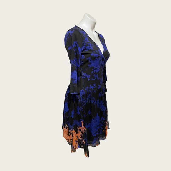 Diane Von Furstenberg Size 4 Riviera Silk Long Sleeve Chiffon Wrap Dress - Picture 3 of 10